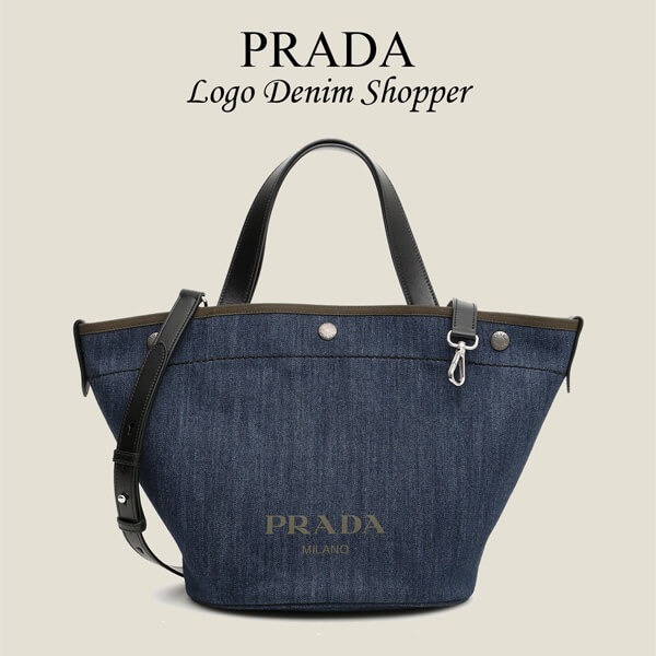  19AW PRADA プラダスーパーコピー ロゴ入り デニム ショッパー ミディアム 1BG242 OOO 2BBV F0YFS